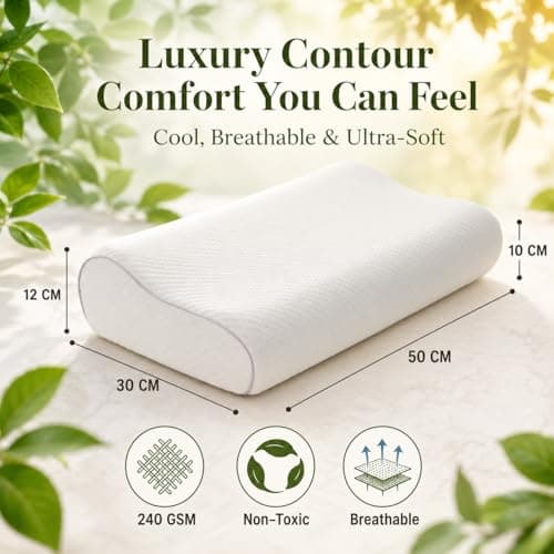 Memory Foam Pillow Pack-10 | Premium Pillows for Neck and Shoulder Pain – Deep Sleep Orthopedic Pillow 30x50 Cm, Contoured Side Sleeper Pillow, Cervical Neck Support Pillow for Back & Stomach Sleepers — view 3