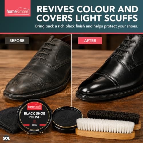 SOL 3pk Black Shoe Polish Kit - Black Boot Polish Kit with 2 Brushes -150ml — view 4