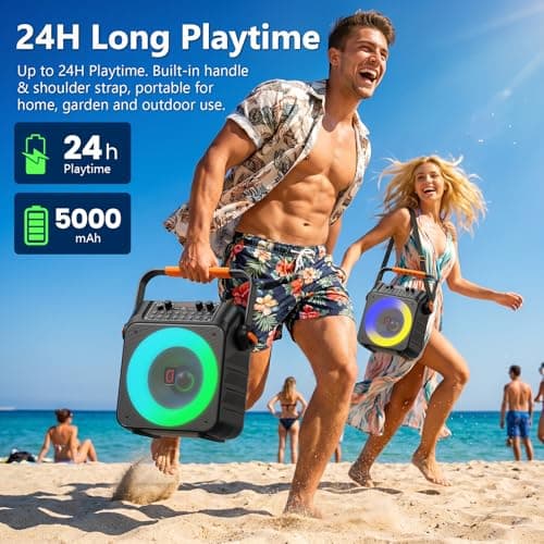 HWWR Karaoke Machine for Adults, Portable Bluetooth Karaoke Speaker with 2 Wireless Microphones, PA System with 6.5" Subwoofer, Echo Adjustment, Support REC/TF Card/USB/AUX for Home Party — view 5
