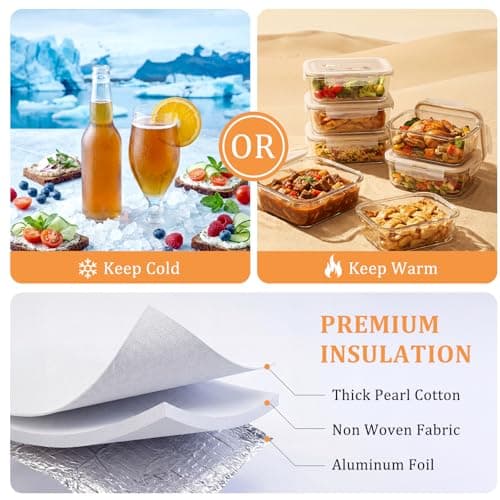 AOTM Insulated Lunch Bag for Women 10L, Cotton Cooler Tote for Daily Use — view 4