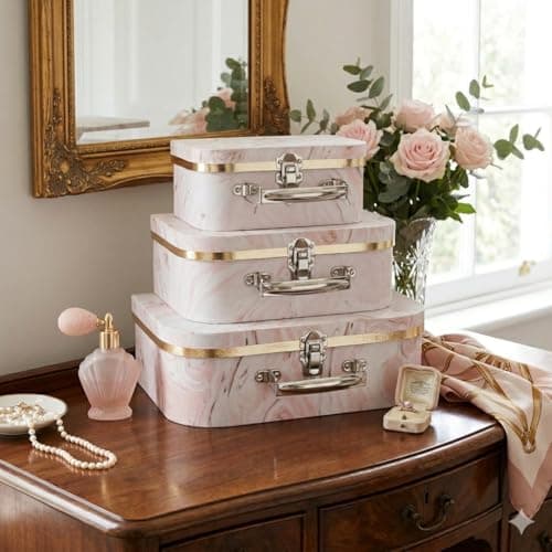 Emartbuy Marble Print Pink Suitcase Gift Boxes Set of 3 — view 5