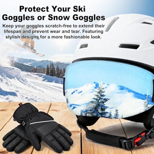 AOOWU Ski Goggles Protective Cover, 2 Pieces Protective Goggle Cover Portable, Ski Goggle Cover Sleeve Anti-Scratch, Fashion Ski Goggles Protective Cover, Ski Goggles Accessories, Ski Equipment — view 5