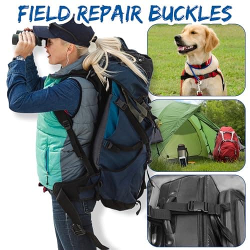 WLLHYF 2 Pack 1" Buckle, Plastic Adjustable e-Shaped Buckle Snap Clips Clasps Fasteners, Quick Side Release Strap Replacement Buckle for Backpack Fanny Pack Parachute — view 6