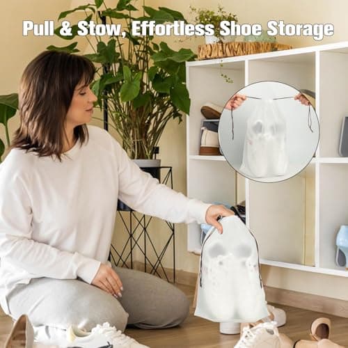 XXXFLOWER 26Pcs White Frosted Drawstring Shoe Storage Bags — view 5