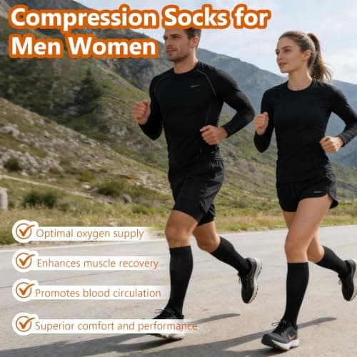 2 Pairs Compression Socks for Men Women 15–20 mmHg Flight Socks — view 3
