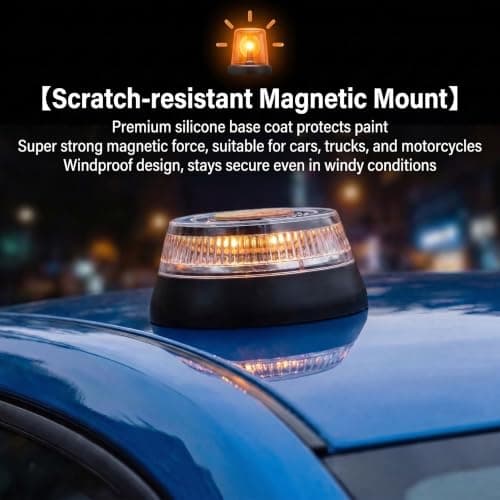 3-Mode Strobe Light & V16 Emergency Light Spain | Magnetic Weatherproof LED Flashing Beacon. Roadside Breakdown Hazard Lamp For Car Truck Motorcycle: Europe Auto Traffic Safety Travel Rescue Kit — view 6