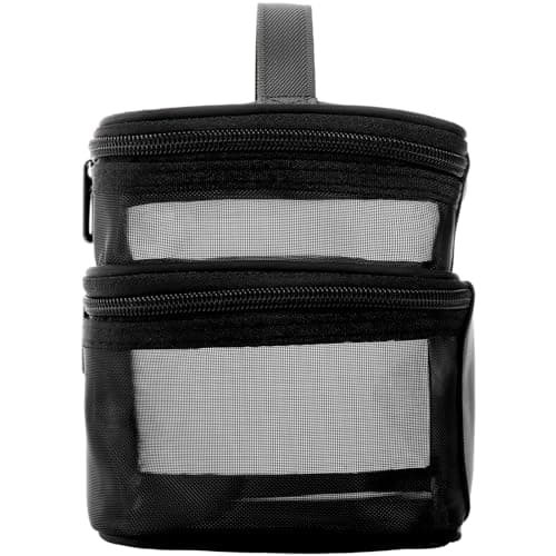 Tosnail Set of 3 Mesh Travel Toiletry Bag with Handle, Black Mesh Pouch Zipper Bag, Mesh Cosmetic Organizer Case, Portable Small Shower Caddy for Makeup, Skincare, Beauty Product, Office — view 4