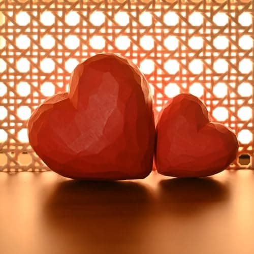 Handmade Heart Gift,Wooden Red Heart for Holding in Hand,Warm Encouraging Pocket Gift for Valentines,Birthday,Anniversary,Couples,Husband,Wife,Boyfriend,Girlfriend,Home Decor (4CM+6CM) — view 4