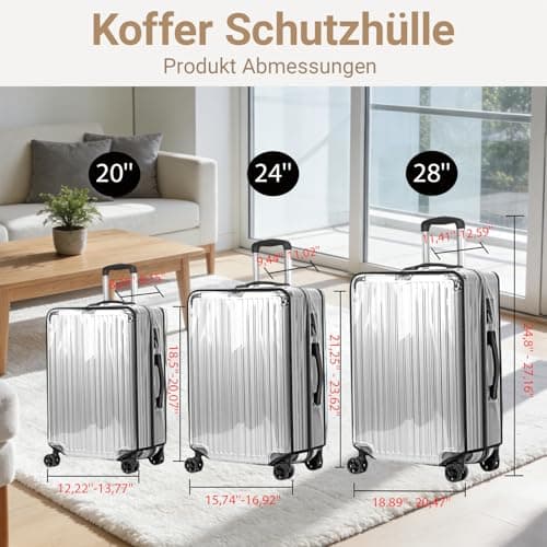 Xtrillogen 3 Pcs Thickened Transparent PVC Suitcase Cover Set,Waterproof,Dustproof and Scratch-Resistant Luggage Cover for Suitcases,Fits Hand Luggage and Wheeled Suit Case,Perfect for Travel — view 3
