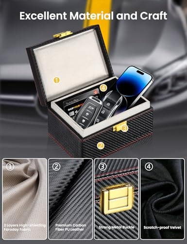 WHonor Faraday Box & Pouch, Anti-Theft RFID Blocking Car Key Signal Blocker — view 4
