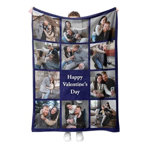 Custom Blanket – Personalised Photo Blanket for Mum, Soft Fleece Memory Throw for Birthdays, Christmas, or Mother’s Day – Large Personalised Blanket with Pictures for Women and Adults