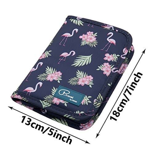ManKn Family Passport Holder Document Organizer, Waterproof Flamingo Print Travel Wallet Purse Ticket Credit ID Card Cash Pouch Holiday Money Bag for Men Women — view 2