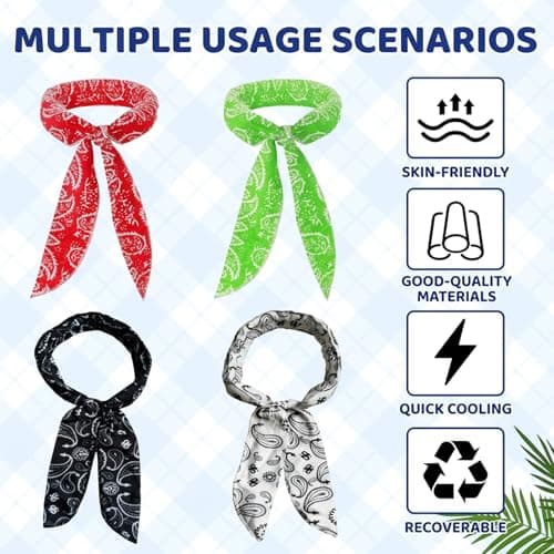 IAndhy 5 Pack Cooling Towels, Cooling Neck Wraps for Hot Weather Activities, Fast Cooling Towels for Outdoor Sports and High-Temperature Workplaces, Assorted Colours in Red Green Blue Black White — view 3