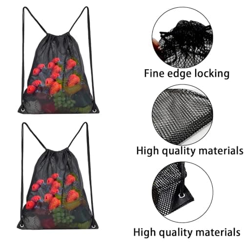 2 Pack Net Bag, 35 X 45 Cm Mesh Drawstring Backpack for Gym, Laundry, Beach, Swimming, Clothes, Travel, and Diving Goods Storage — view 3