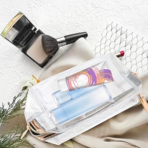 2pcs Makeup Bag PVC Silver Travel Wash Bag with Handle — view 4
