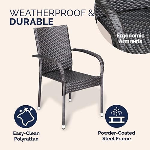 CASARIA® Garden Chairs Set of 4, Stackable Rattan Outdoor Dining Chairs — view 5