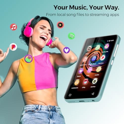 160GB MP3 Player with Bluetooth and WiFi, innioasis Music Player with Spotify,Pandora,Amazon Music,4" Touch Screen Android MP4 MP3 Player for Kids with Libby,Audible,Spotify Kids (White+ Sky-blue) — view 2