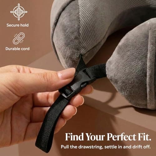 LUGG Memory Foam Travel Pillow – 360° Ergonomic Neck & Head Support, Slow Rebound Cushioning, Breathable Cover, Lightweight U-Shape Pillow for Flights, Trains & Cars, Includes Storage Bag - Gunmetal — view 4