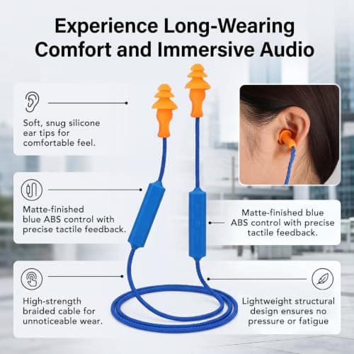 Bluetooth Earplug Headphones for Work, in-Ear Earphones, IPX5 Waterproof — view 4