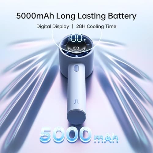 JISULIFE Portable Handheld Turbo Fan, 5000mAh Rechargeable, Blue — view 3