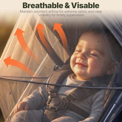 Orzbow Mosquito Net for Pram, Two-Way Zippers for Easy Access — view 5