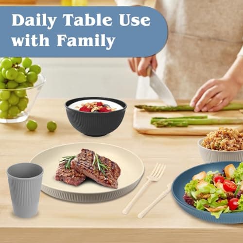 ZgoEC 49pcs Camping Cutlery Set for 4 People, Unbreakable Dinner Set for 4 — view 5