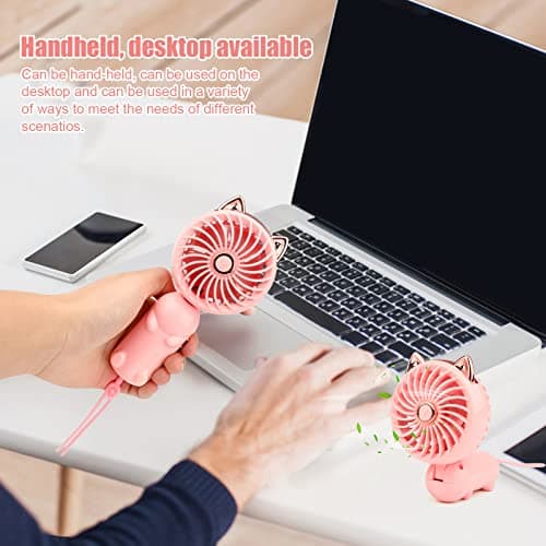 Gukasxi Mini Handheld Fan Portable Mini Hand Held Fans Foldable Small USB Fan with Rechargeable Battery, 3 Speed Personal Small Desk Fans for Office Indoor Outdoor Travel Makeup (Pink) — view 6