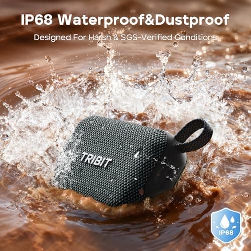 Tribit PocketGo Portable Bluetooth Speaker, 7W, IP68 Waterproof, 20H, Black — view 4