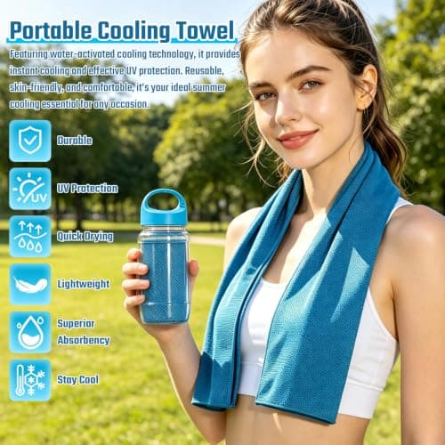 Yftdeltff 2 Pack Cooling Towels, 100x30cm Ice Cool Neck Towel, Soft Breathable Microfiber for Yoga, Golf, Gym, Running, Camping & Hot Weather — view 2