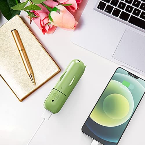 Hand Held Fan, Portable USB Rechargeable Mini Handheld Cooling Device, Folding Design, Battery Driven With Mobile Power Supply for Home Travel Outdoor (Green) — view 4