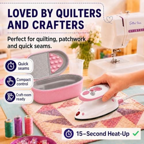 The Quilted Bear Premium Mini Iron and Wool Pressing Mat Bundle, Pink — view 2