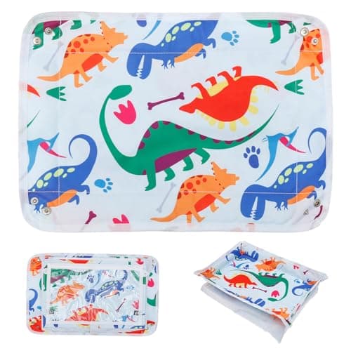 Airener Kids Airplane Tray Table Cover, Foldable Plane Travel Tray Cover with Clear Pocket, Universal Airplane Must Haves Travel Essential for Plane, Train, High Chair(Dinosaur)