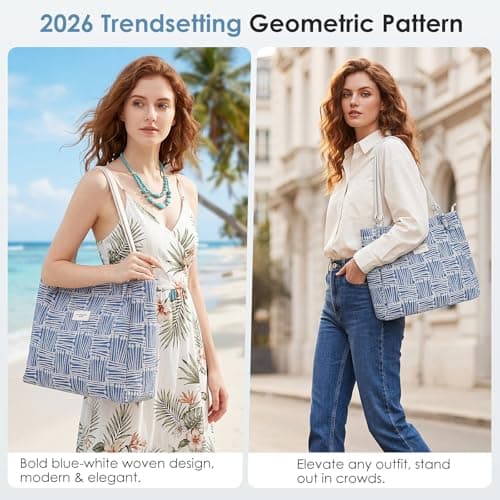 Sockywin Large Capacity Canvas Tote Bag for Women, 2026 Design Beach Bag, Casual and Versatile Shoulder Bag for Work and Daily Use — view 3