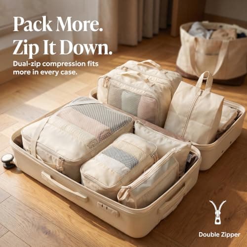 LUGG 8 Set Compression Packing Cubes for Suitcases – Suitcase Organiser Set, Lightweight 290D Polyester Waterproof Travel Bags, Luggage Packing Organizers, Travel Essentials for Men & Women — view 2