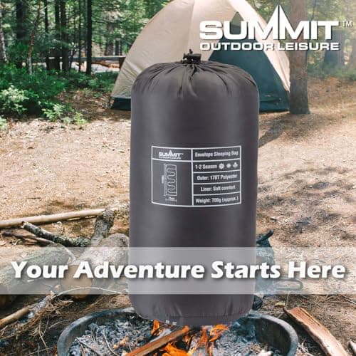 VFM e-Store - Envelope Sleeping Bag Single Stylish, Warm, Easy To Pack Camp Bag Outdoors Camping Hiking Holidays Festivals Travel - Grey Envelope — view 5