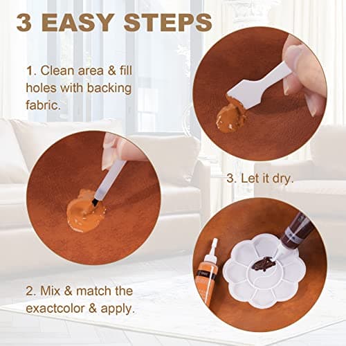 URAQT Leather Repair Kit, Vinyl Repair Kit 10 Colours, Leather Restorer for Sofas, Liquid Scratch Filler Formula Repairs for Leather Car Seats, Sofas, Furniture, Jackets, Bags, Belts, Suitcases — view 4