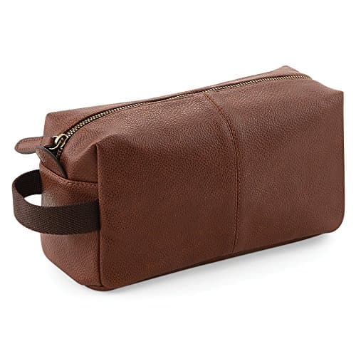 Quadra NuHide Faux Leather Washbag, Tan, One Size, Pack of 2