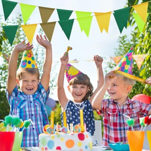 Vicloon Bunting Banner, 36PCS Reusable Outdoor Waterproof Bunting, 12M Vintage Burlap Buntings Banner, Rustic Linen Garlands for Wedding Birthday Party Home Festival Decoration Boho Camping Rustic — view 6