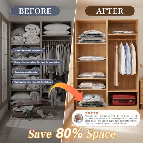 QcoQce Vacuum Storage Bags with Cordless Pump,11-Piece Space Saver Set — view 4