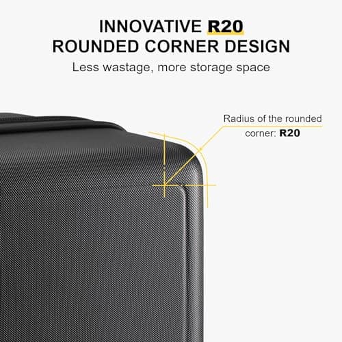 LEVEL8 Carry on Suitcase Cabin Luggage 100% PC Trolley Case Micro-Diamond Textured Design with Wheels Lightweight, TSA Approved Hard Shell for Airline for Women Men(55cm, 40L,Black) — view 6