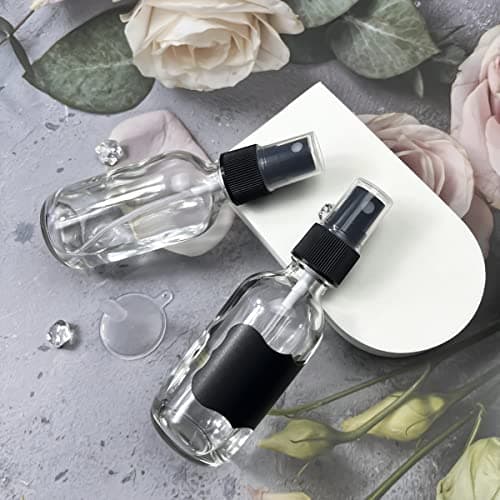 LIYUABU 60ml Clear Glass Spray Bottles,Small Empty Fine Mist Perfume Refillable Reusable Travel Spray Bottle for Essential Oils/Hair/Aromatherapy/Cleaning/Cosmetic with Extra Spray Nozzle(2 Pack) — view 4