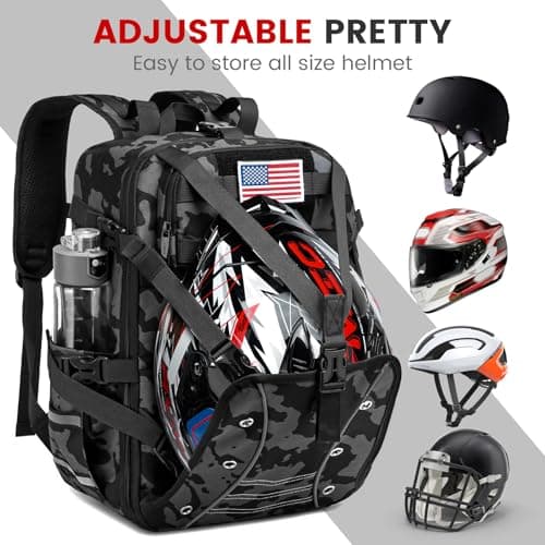 RUCYEN Motorcycle Helmet Bags, Large Capacity Waterproof Helmet for Men, Motorcycle Accessories Helmet Storage Cycling Bag (Black Camo) — view 4