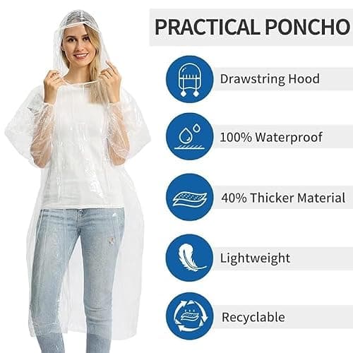 Opret Disposable Rain Ponchos 5 Pack, Emergency Raincoats, Waterproof — view 4