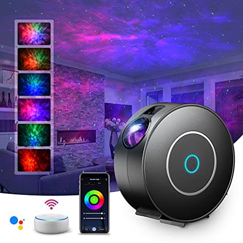 SUPPOU LED WiFi Galaxy Projector, Smart Night Light Kids Adults 3D Star Projector Light with RGB Adjustment/Voice Control/WiFi/Timer Compatible Alexa Google Assistant for Room Decor