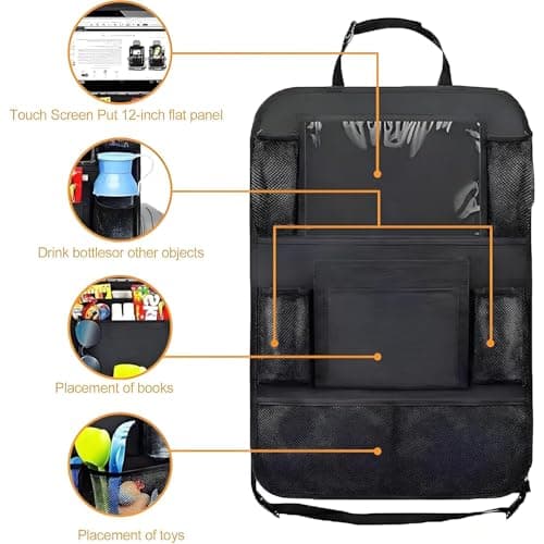 ZIOYANE Car Seat Organiser - Waterproof Automotive Backrest Protector, Ideal Car Storage Organiser for Kids Snacks, Toys & Devices, Durable Vehicle Seat Back Organizer Bag — view 4