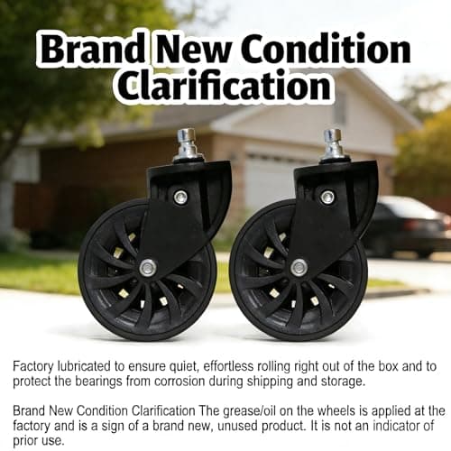 Luggage Replacement Wheels, Swivel Spinner Caster, Repair Parts for Suitcase, Set of 2 Black — view 5