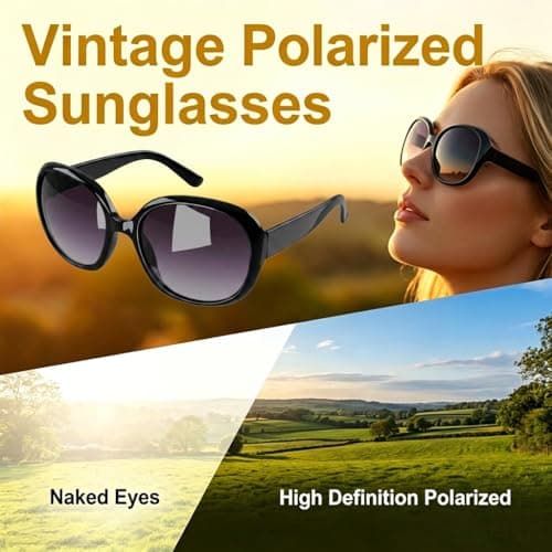 Fawley Oversized Sunglasses for Women Black Ladies Sunglasses Round Lightweight Polarized Sunglasses Big Driving Sun Glasses Fashion Trendy Oversized Eyewear for Sunscreen Travel Party — view 4