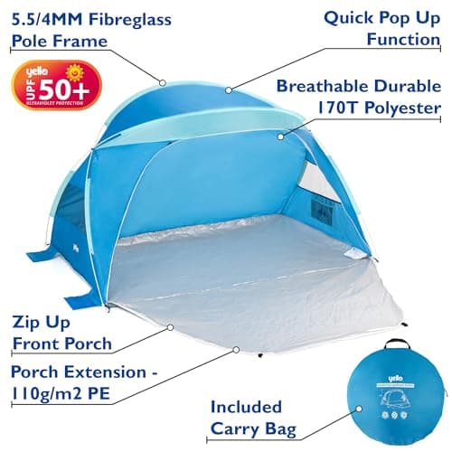 Yello Quick-Open Beach Shelter, 2-4 Person Lightweight Family Sun Shade — view 6