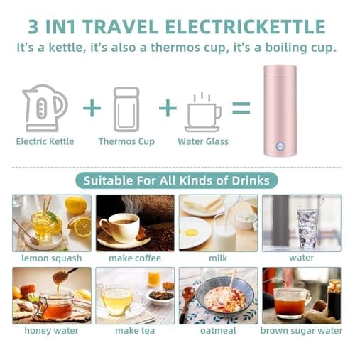 3-in-1 Portable Travel Kettle - Electric Water Heater for Tea, Coffee & Baby Milk, Automatic Shut-off, Food Grade — view 4