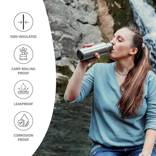 Bambaw Stainless Steel Water Bottle 500 ml | Eco-Friendly Non-Thermal | Stainless Steel Canteen | Easy to Clean | Reusable Water Bottle | Children's Water Bottle | BPA-Free Bottle — view 3